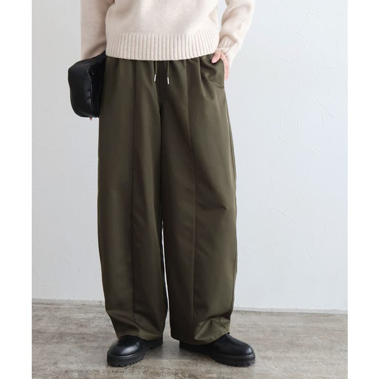カーキ | ギャザーツイルカーブパンツ パンツ カーブ | Pierrot