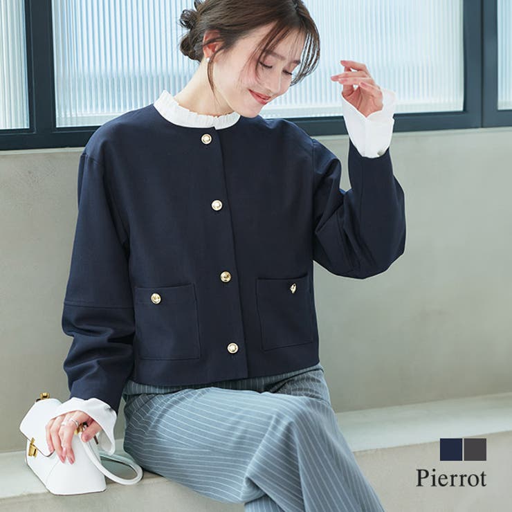 ゴールドボタンノーカラージャケット ジャケット ゴールド | Pierrot | 詳細画像1 