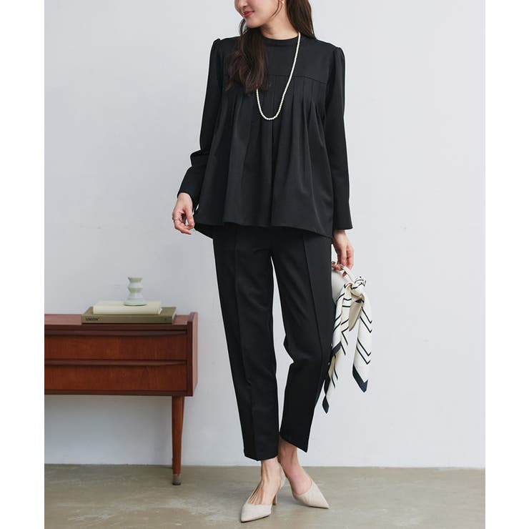 ブラック | タックプリーツフレアセットアップ セットアップ 高見え | Pierrot