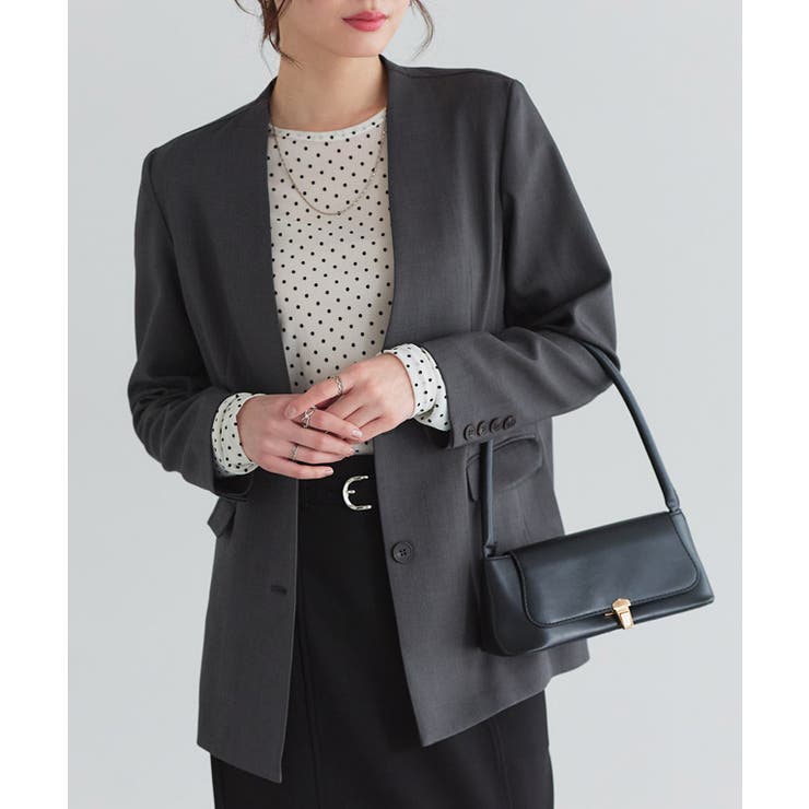 チャコール | 選べる接触冷感リネンライクジャケット テーラード きちんと感 | Pierrot