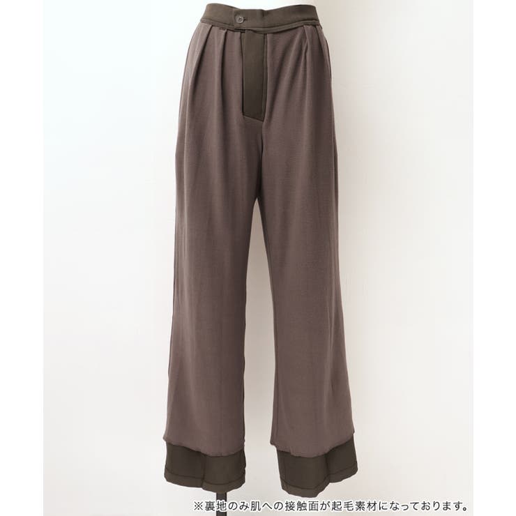裏地起毛センタープレスタックワイドパンツ 静電気防止 裏起毛 | Pierrot | 詳細画像16 