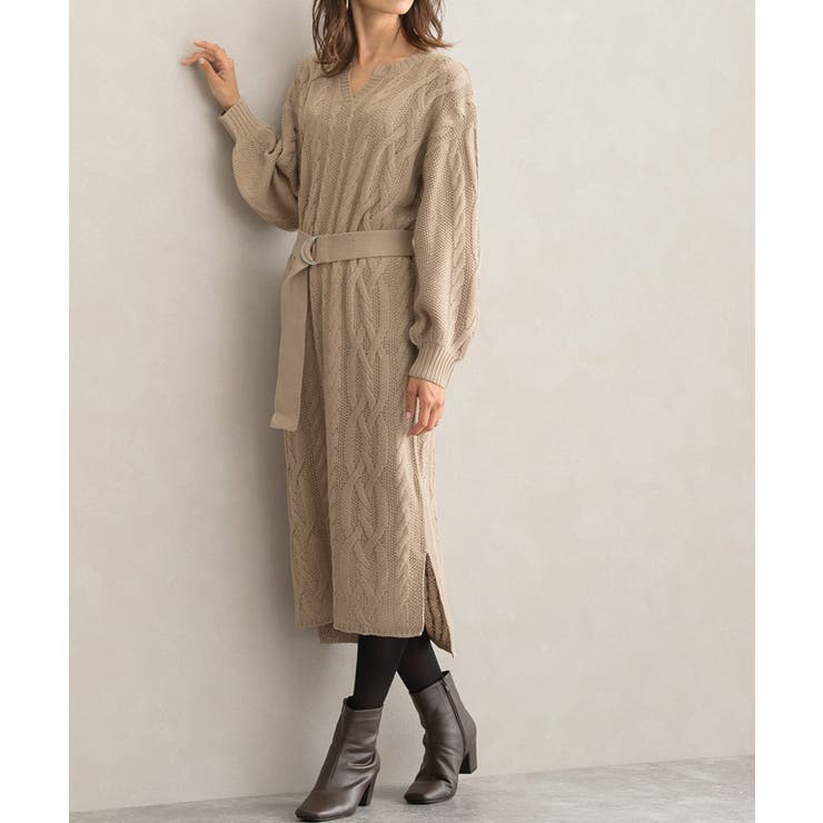 GELATO PIQUE ケーブルニットワンピース ブラウン ケーブルニットワンピース｜INGNI(イング) 公式通販｜INGNI STORE