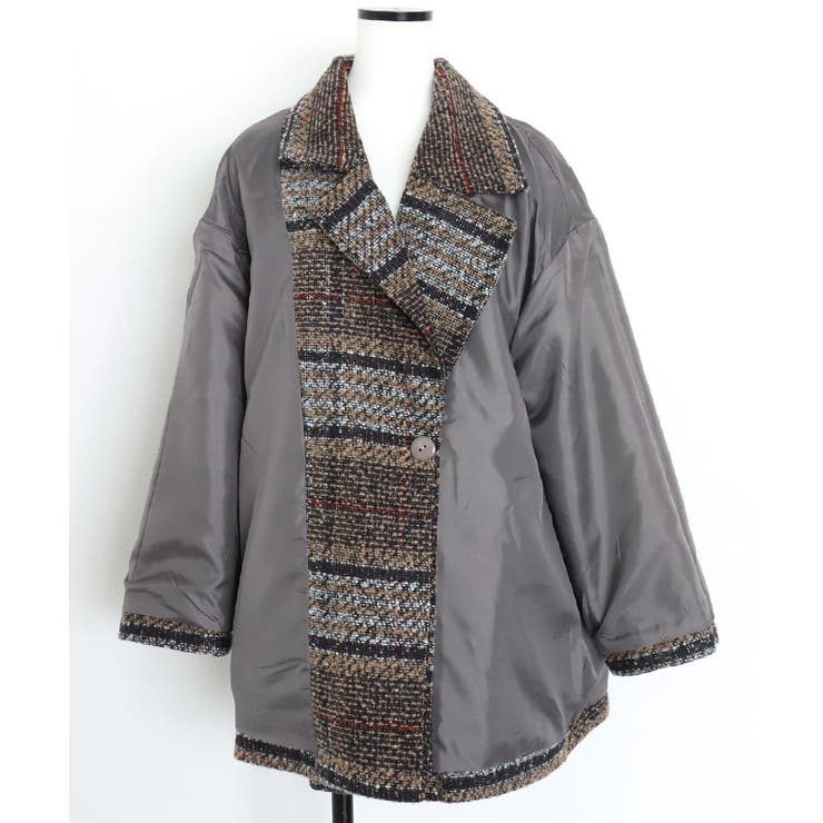 チェック柄ダブルコート コート チェック柄[品番：PRTW0004561