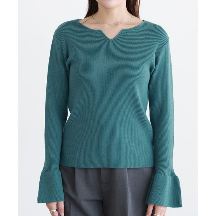 キーネックフレアスリーブニット ニット キーネック | Pierrot | 詳細画像7 