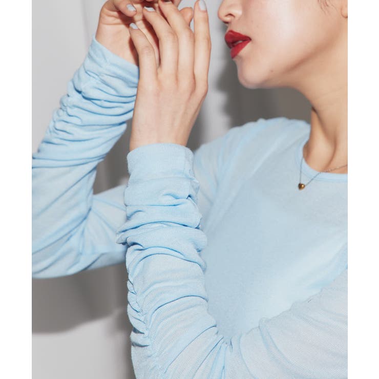 [ECLAM] 袖シャーリングシアーカットソー カットソー | Pierrot | 詳細画像2 