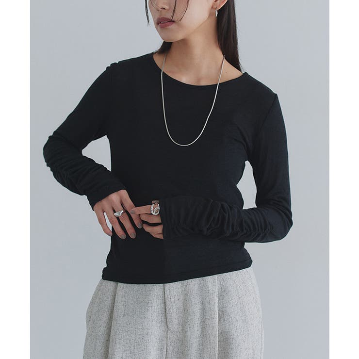 [ECLAM] 袖シャーリングシアーカットソー カットソー | Pierrot | 詳細画像8 