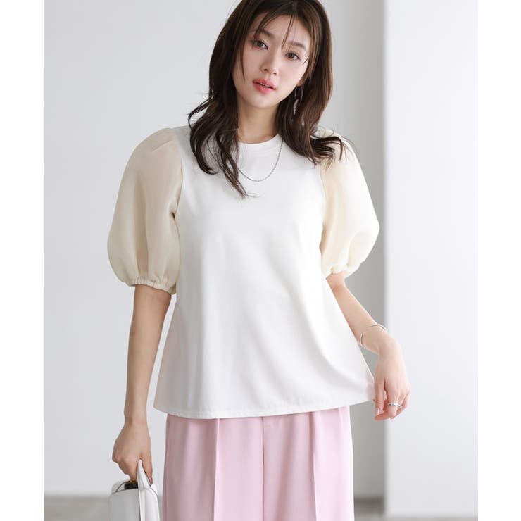 オフホワイト | シアーダンボールドッキングフレアカットソー カットソー ダンボール素材 | Pierrot