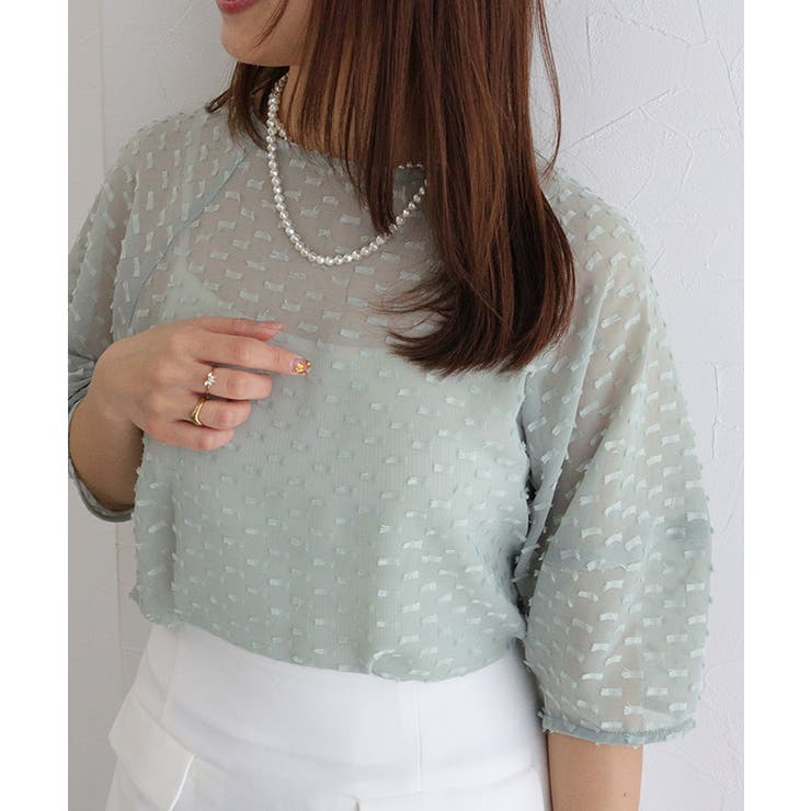 アッシュミント | リボンフリンジジャカードブラウス ブラウス ジャカード | Pierrot