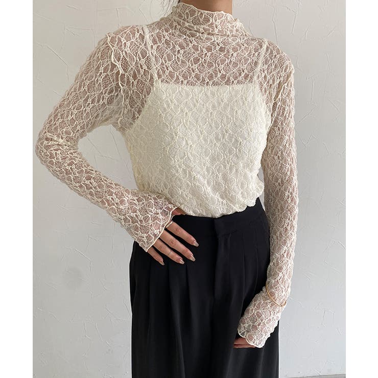 ストレッチレースロンT Tシャツ ストレッチ素材 | Pierrot | 詳細画像3 