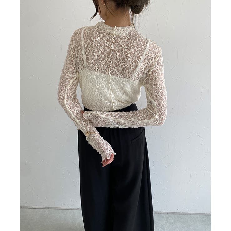 ストレッチレースロンT Tシャツ ストレッチ素材 | Pierrot | 詳細画像6 