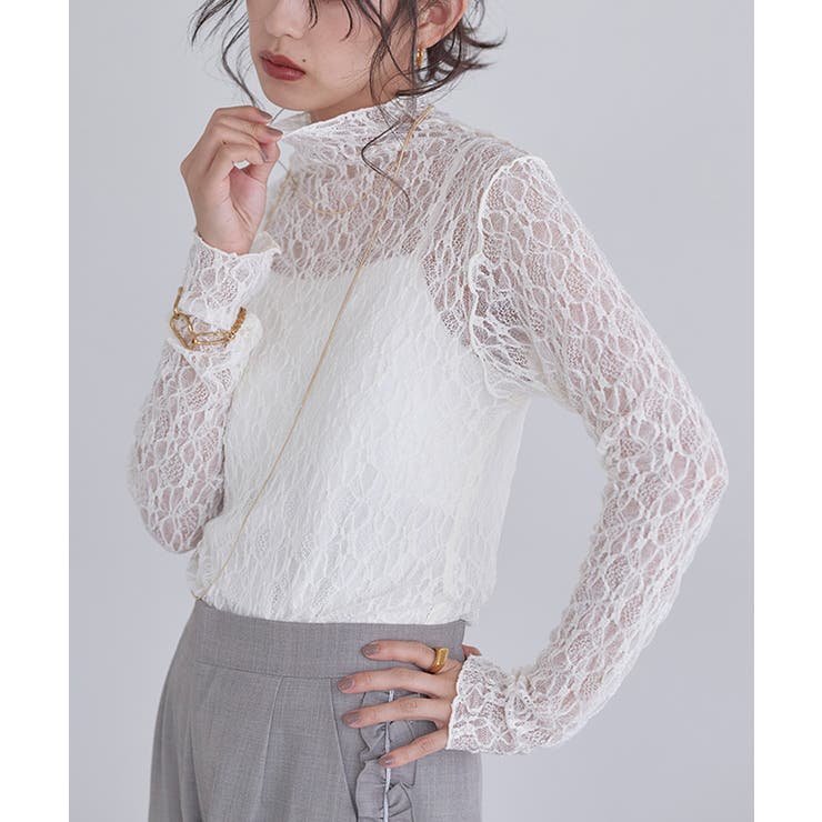 ストレッチレースロンT Tシャツ ストレッチ素材 | Pierrot | 詳細画像11 