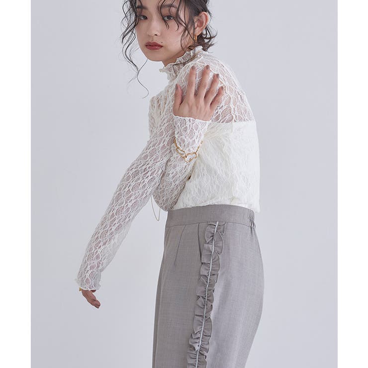 ストレッチレースロンT Tシャツ ストレッチ素材 | Pierrot | 詳細画像12 