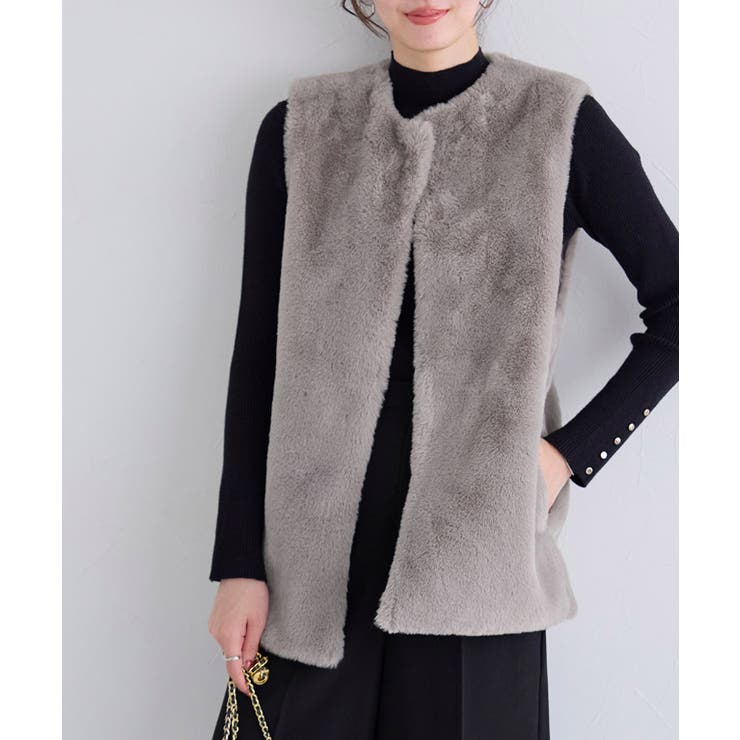 モカブラウン | フェイクファージレ ジレ ファー | Pierrot