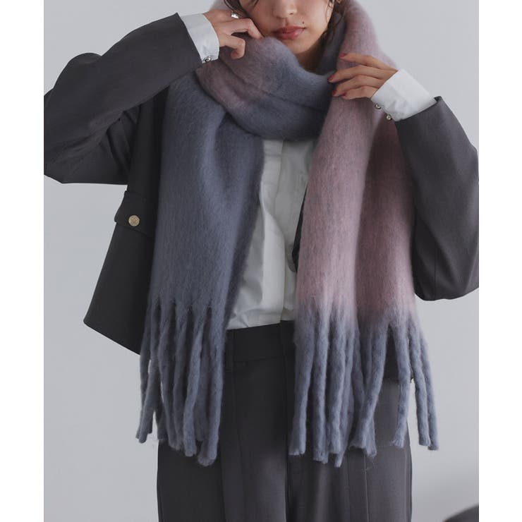 ピンク×グレー | [ECLAM] バイカラーメランジマフラー マフラー | Pierrot