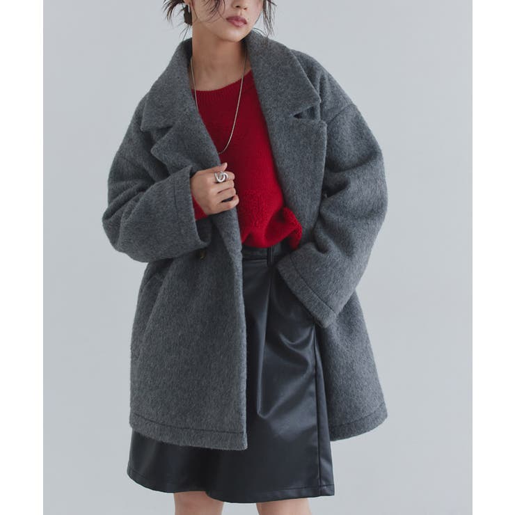 チャコール | シャギーダブルテーラードジャコット ジャコット テーラード | Pierrot