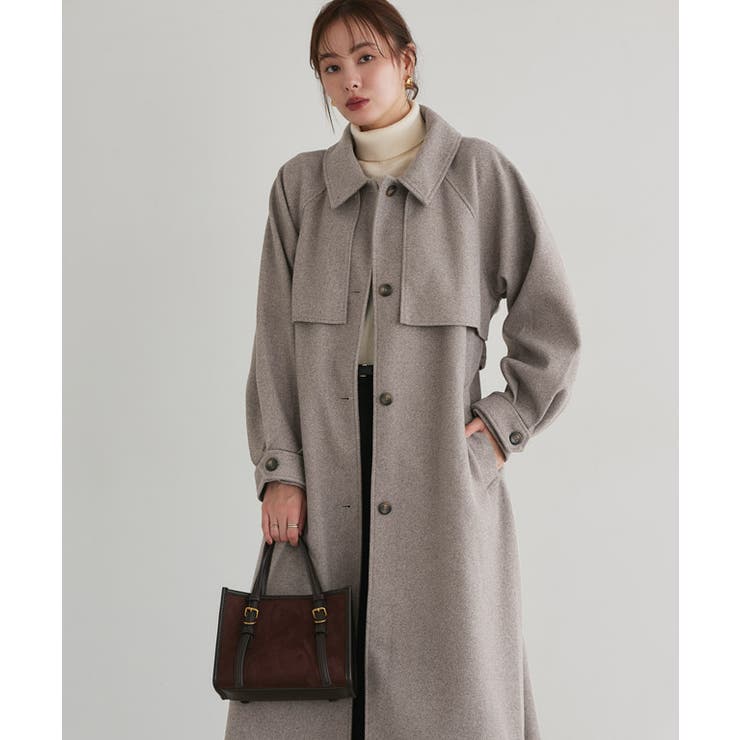 杢モカグレー | アレンジカラーシングルロングコート コート ロング丈 | Pierrot
