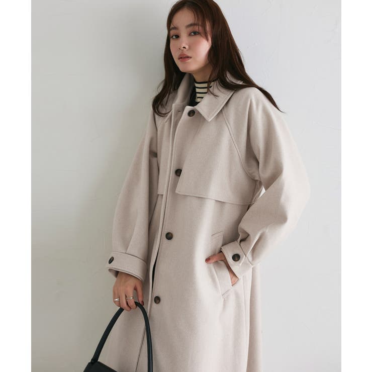 杢ライトグレージュ | アレンジカラーシングルロングコート コート ロング丈 | Pierrot