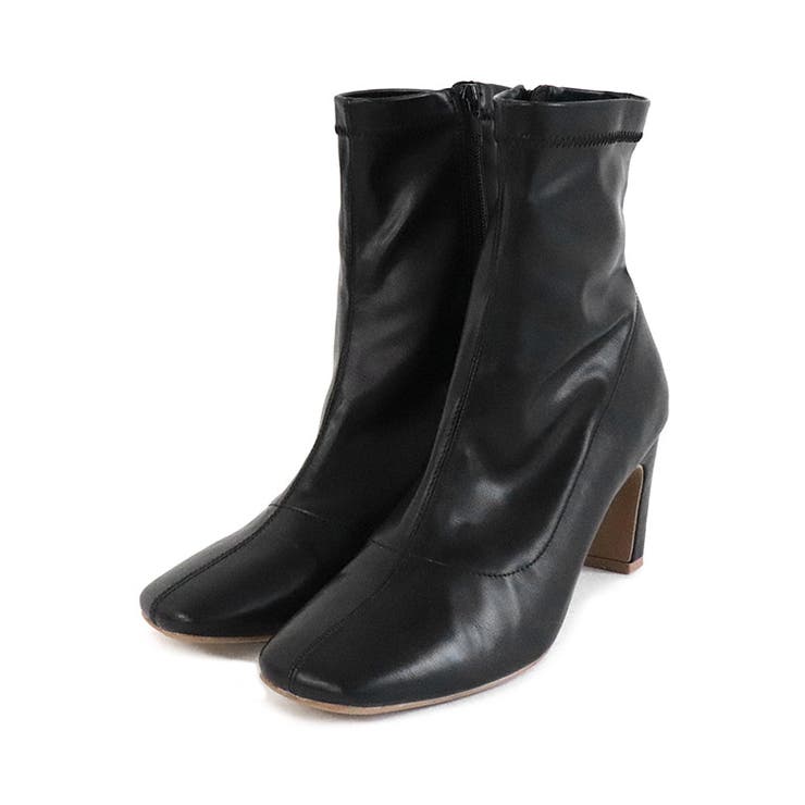 ブラック | スクエアトゥストレッチブーツ ブーツ スクエアトゥ ストレッチ シンプル | Pierrot