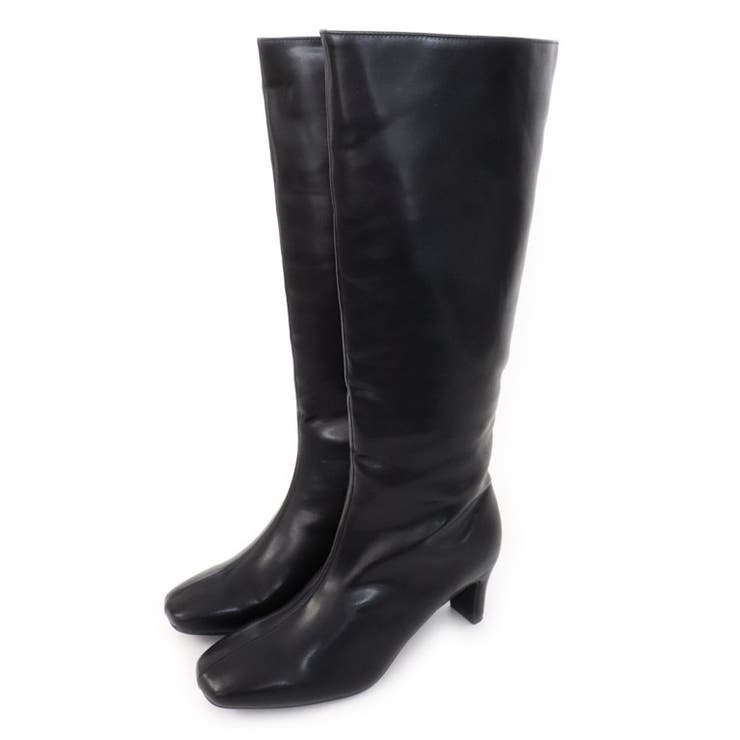 ブラック | ジップレススクエアトゥロングブーツ ブーツ ロングブーツ | Pierrot