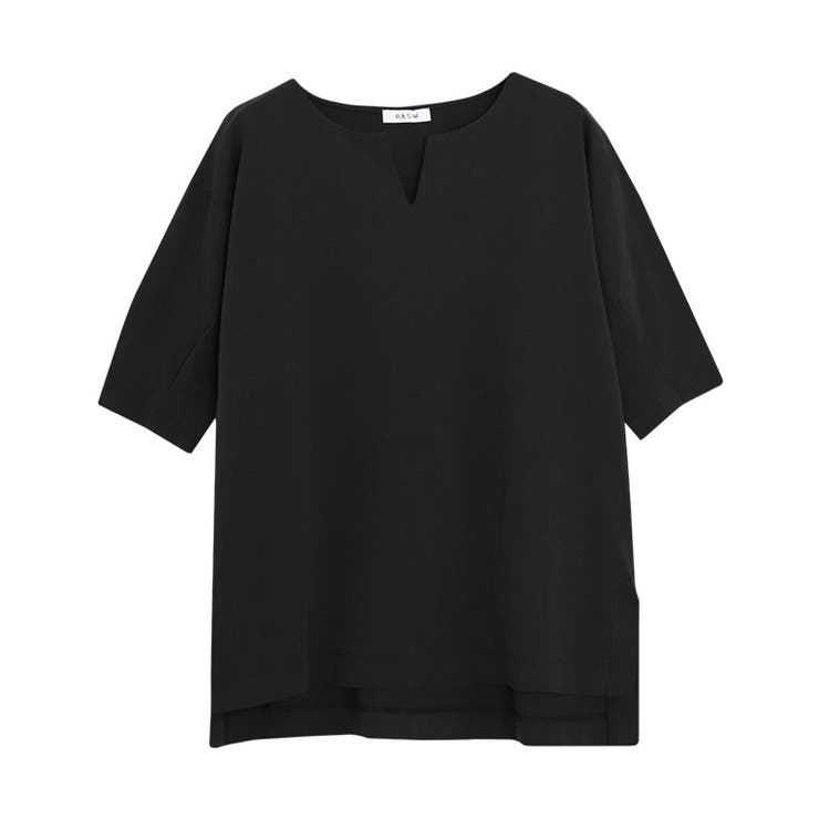 ブラック | バイオシルケットキーネックTシャツ Tシャツ キーネック | Pierrot