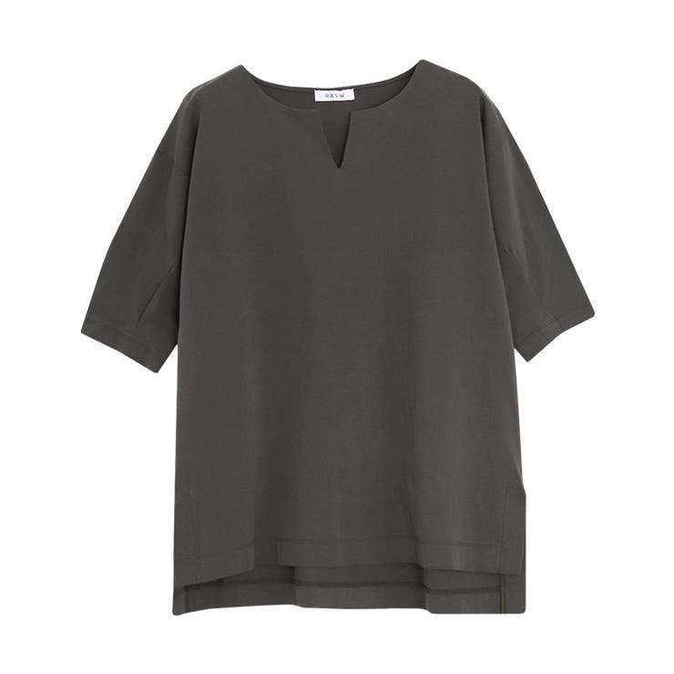 チャコールブラウン | バイオシルケットキーネックTシャツ Tシャツ キーネック | Pierrot