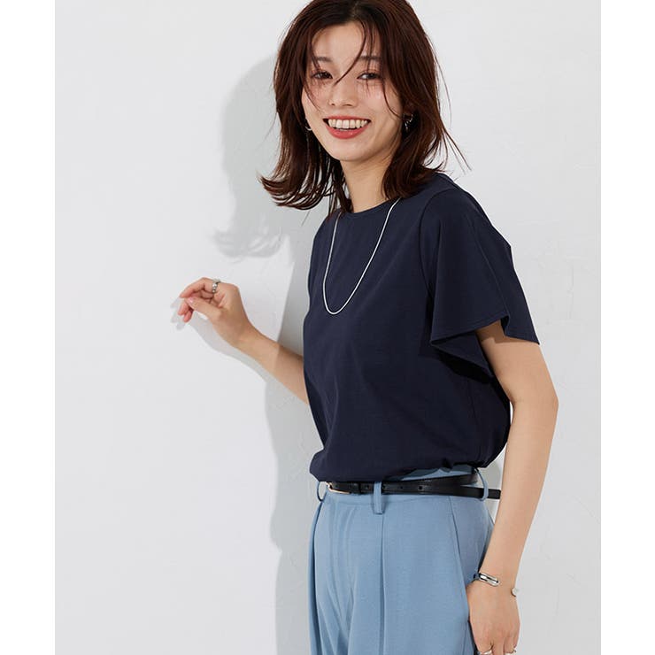 ひんやりシルキーフレアスリーブカットソー カットソー フレア袖
