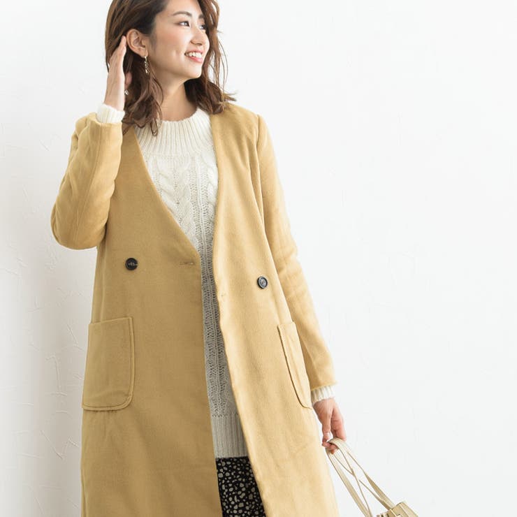 裏キルトダブルボタンノーカラーコート コート ノーカラーコート ダブルボタン 品番 Prtw0001154 Pierrot ピエロ のレディースファッション通販 Shoplist ショップリスト