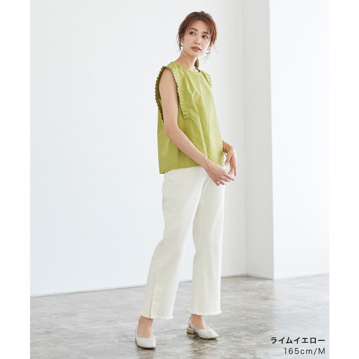 ESCADA フリルブラウス S ノースリーブ トリアセテート混 ESCADA フリルブラウス S ノースリーブ トリアセテート混