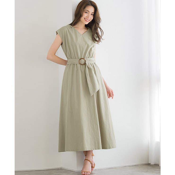 Vネックフレアワンピースワンピース ワンピ フレア ウエストマーク ベルト 品番 Prtw Pierrot ピエロ のレディースファッション通販 Shoplist ショップリスト