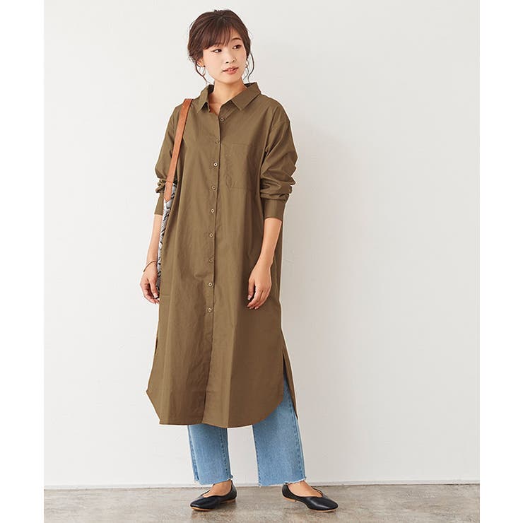 シンプルロングシャツシャツワンピース シャツワンピ ロング