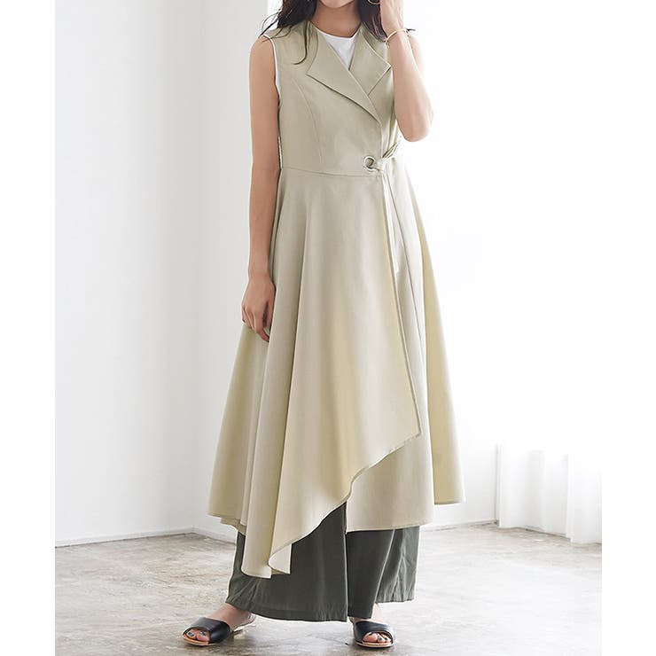CHICWISH★イレヘムノースリーブワンピース 2色☆ ドゥ アルシーヴ DOUX ARCHIVES ペプラムカットノースリーブ