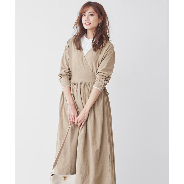 カシュクールシャツワンピース カシュクール シャツワンピ ワンピース