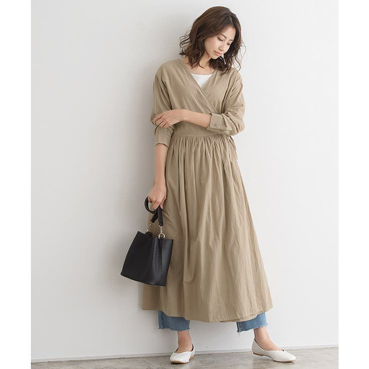 カシュクールシャツワンピース カシュクール シャツワンピ