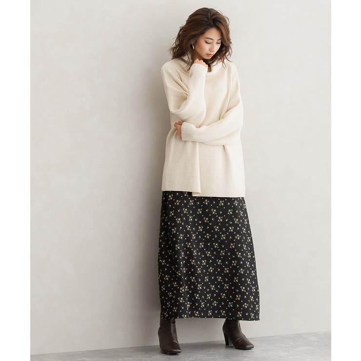 Atype/ブラック | 選べる花柄スカート スカート ロングスカート マキシスカート フレアスカート | Pierrot