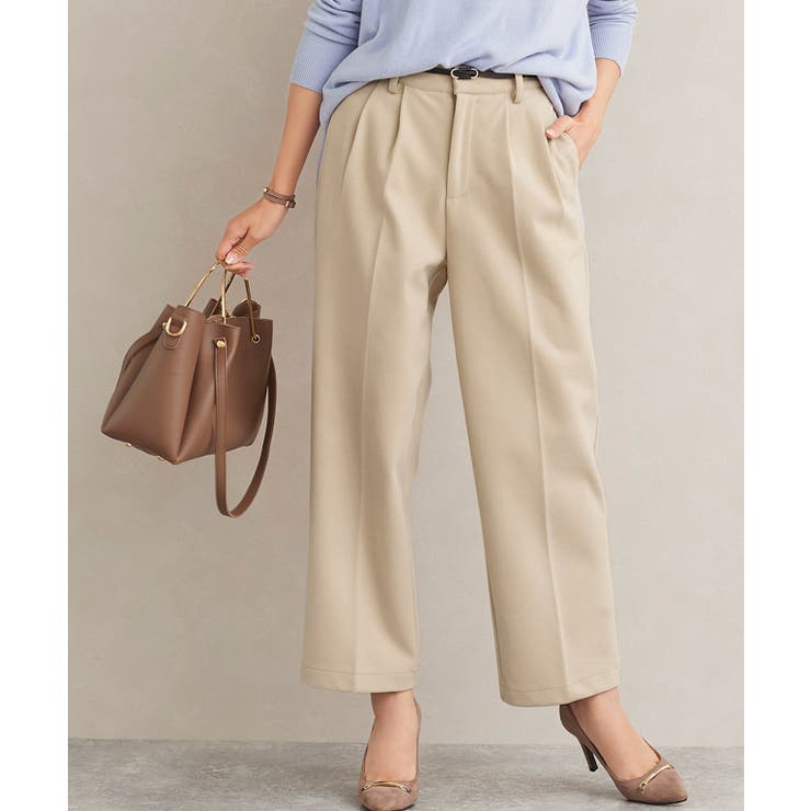 ライトベージュ | ウールタッチボックスパンツ パンツ ウエストパンツ タックパンツ ボックス | Pierrot