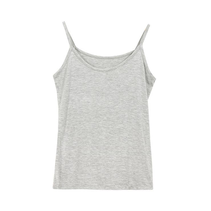 杢グレー | シンプルキャミ キャミソール タンクトップ インナー レイヤード Uネック | Pierrot