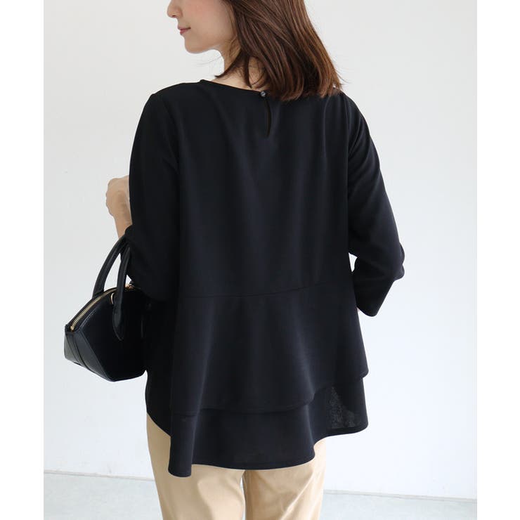 ブラック | バックフレアデザインTブラウス 春 ブラウス | Pierrot