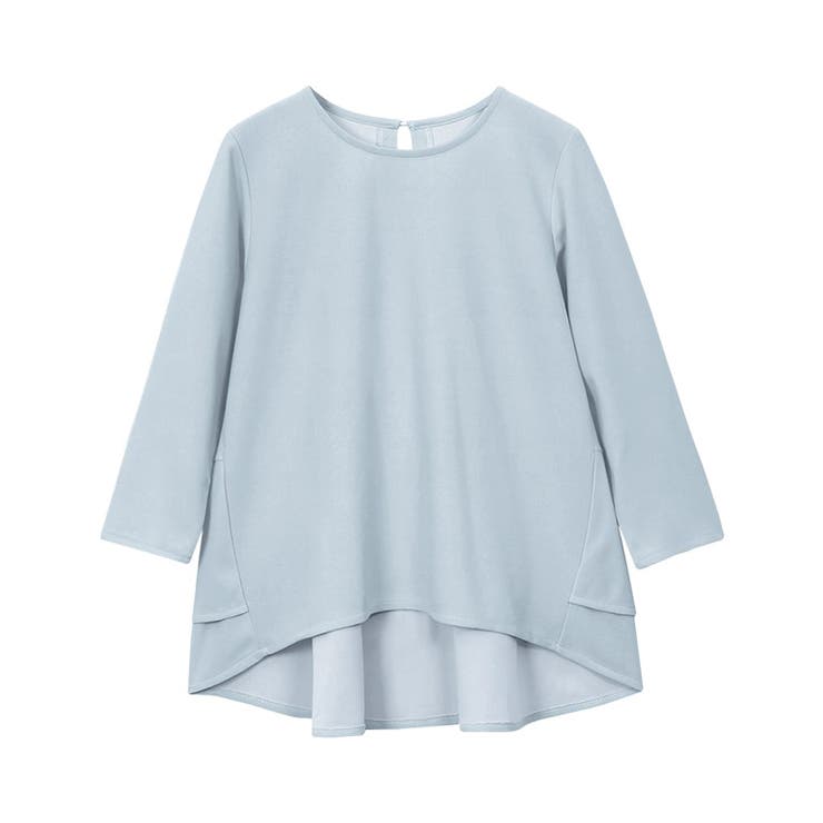 サックス | バックフレアデザインTブラウス ブラウス シャツ カットソー 7分袖 | Pierrot