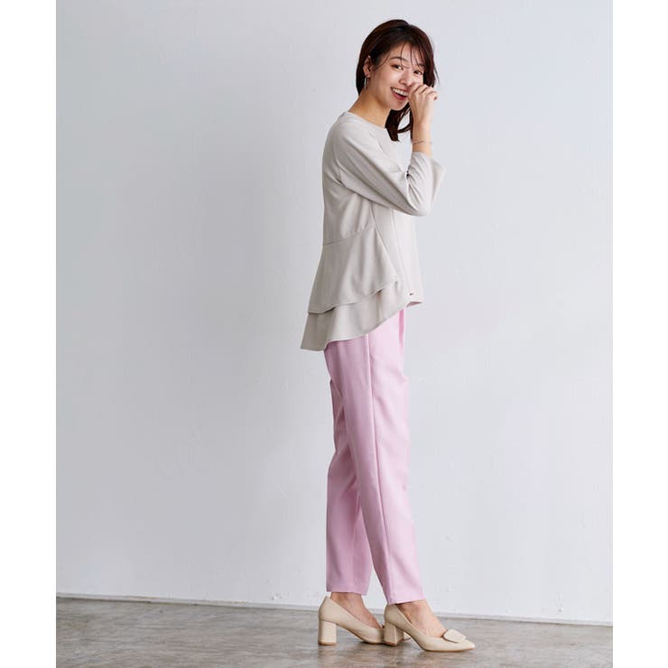 ☆ 美品 SCALA ピンク系色 ブラウス シャツ 透け感 総柄 カットソー