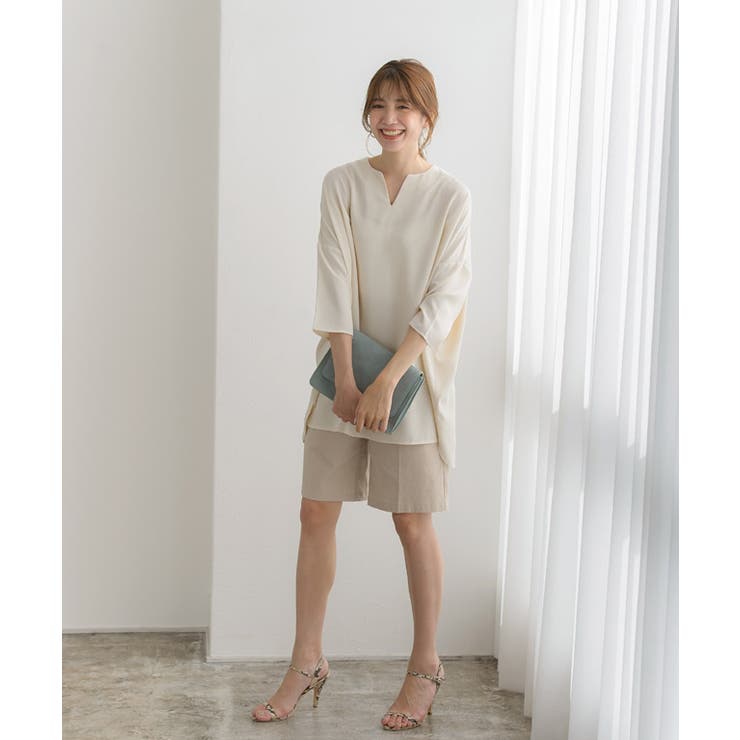 Bshop 麻フレアハーフパンツ ハーフパンツ 綿麻ショートパンツ 夏[品番：BSRW0000142