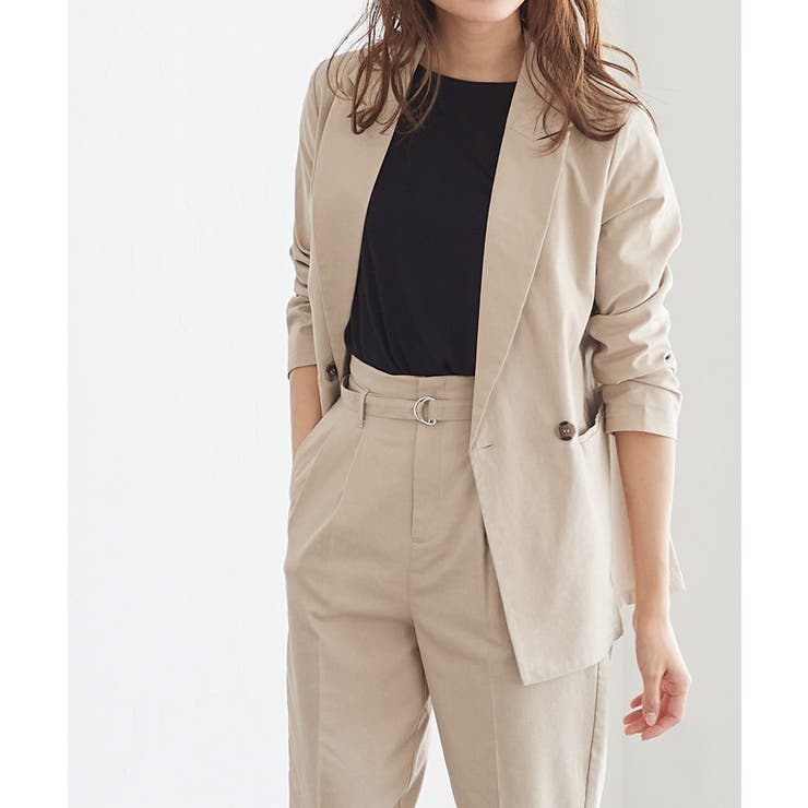 ベージュ | 麻混ダブルボタンジャケット ジャケット テーラードジャケット スーツ 麻混 | Pierrot