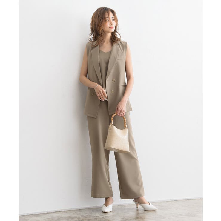 インナー付きセットアップ セットアップ ワイドパンツ パンツ オケージョン | Pierrot | 詳細画像3 