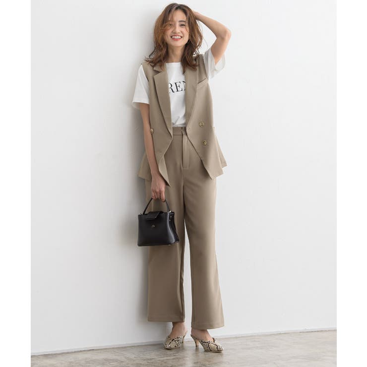 インナー付きセットアップ セットアップ ワイドパンツ パンツ オケージョン | Pierrot | 詳細画像6 