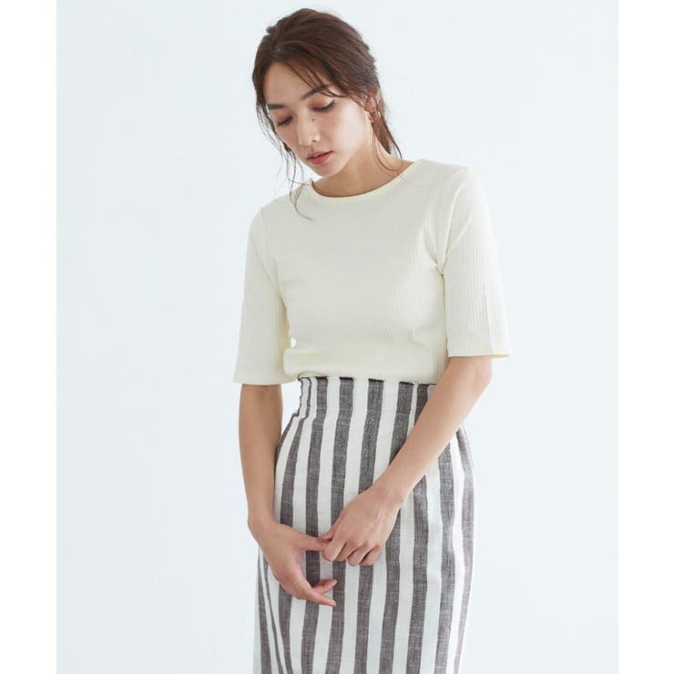 アイボリー | バックオープンリブカットソー カットソー リブカットソー バックオープン | Pierrot