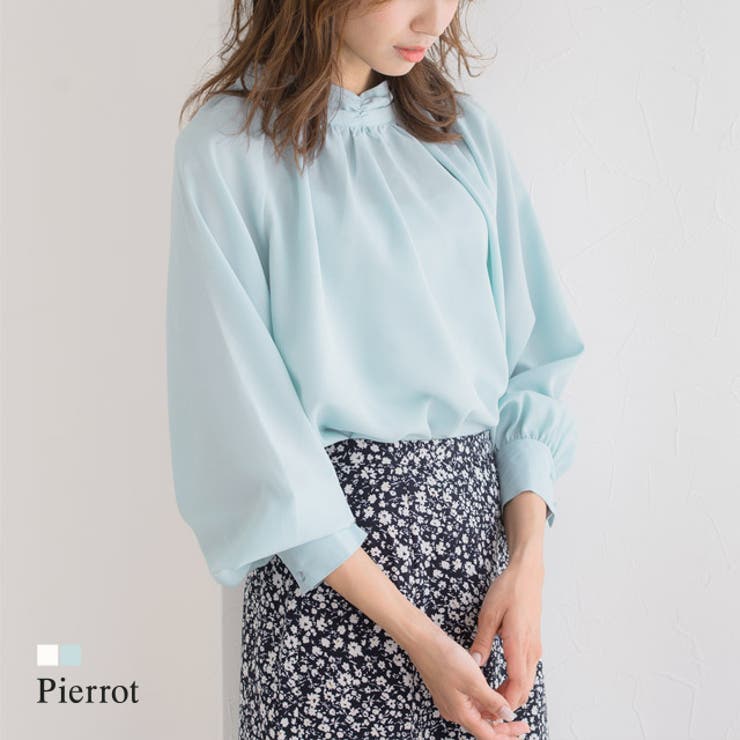 新品 PINORE 長袖 ハイネックカットソー ギャザー 袖スケ感 サイズ40 新品 PINORE 長袖 ハイネックカットソー ギャザー 袖スケ感