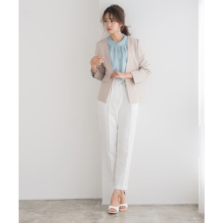 アベニールエトワール 22SS ハイネックギャザーブラウス 長袖 38 白 Lace Ladies（レースレディース） ハイネック長袖ギャザーブラウス