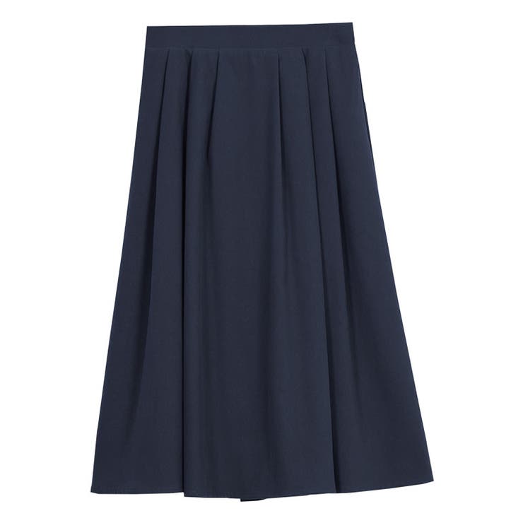 ダークネイビー | ピーチタックフレアスカート フレアスカート ピーチタック タック ミドル 膝丈 | Pierrot