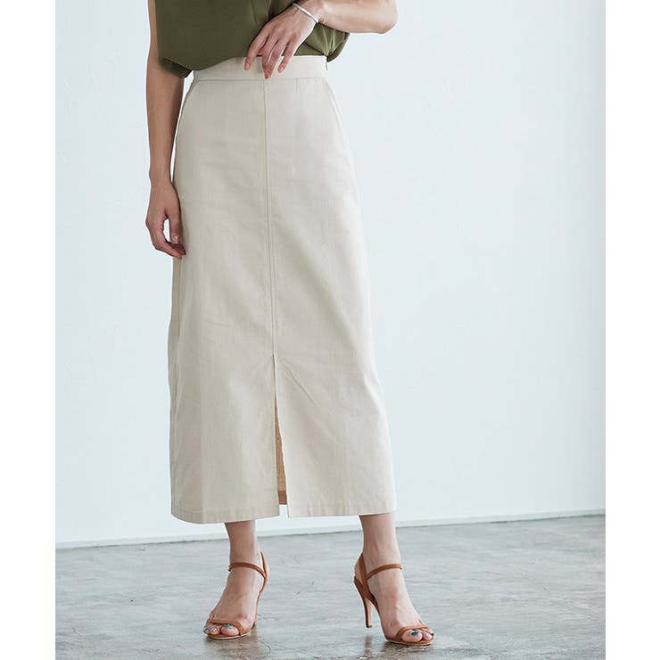 麻混ナロースカート フレアスカート リネン 麻混 スリット 夏 ロング丈 | Pierrot | 詳細画像3 