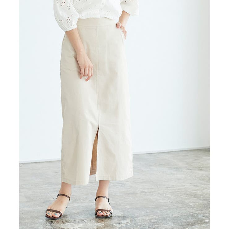 麻混ナロースカート フレアスカート リネン 麻混 スリット 夏 ロング丈 | Pierrot | 詳細画像9 