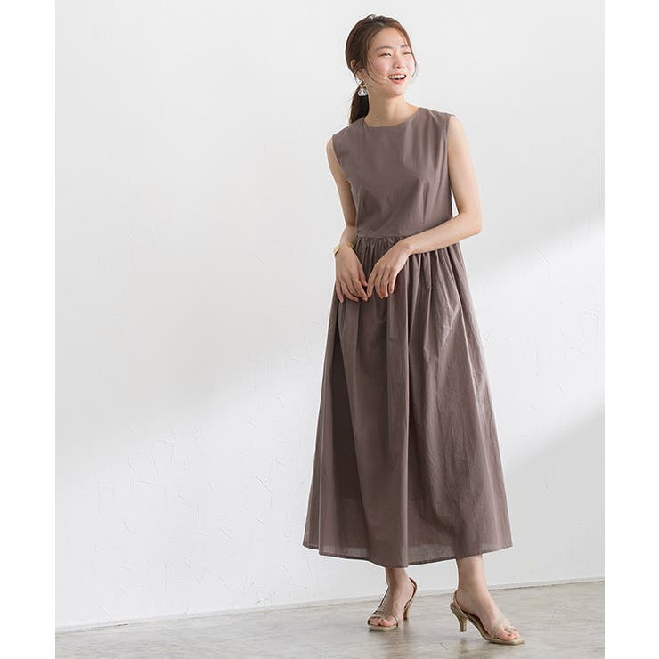 ギャザーフレアノースリーブワンピース ワンピース ギャザー